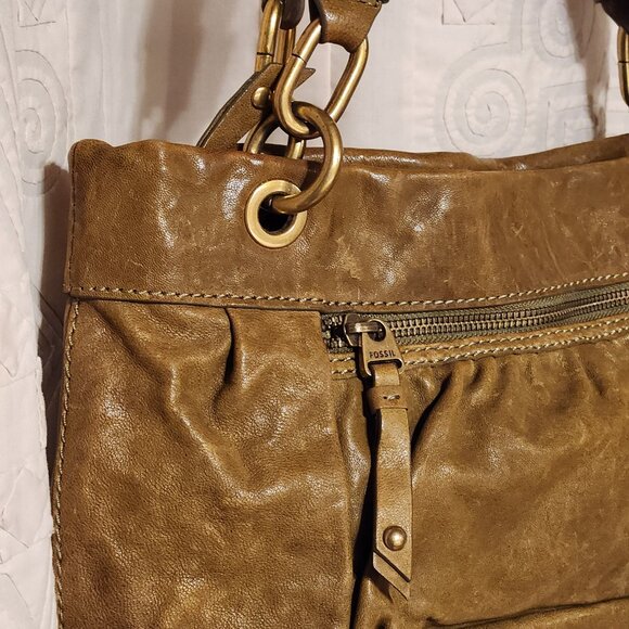 👜 Fossil Genuine Leather Shoulder Bag Olive Green Hobo Y2K 🌿 - Picture 5 of 6